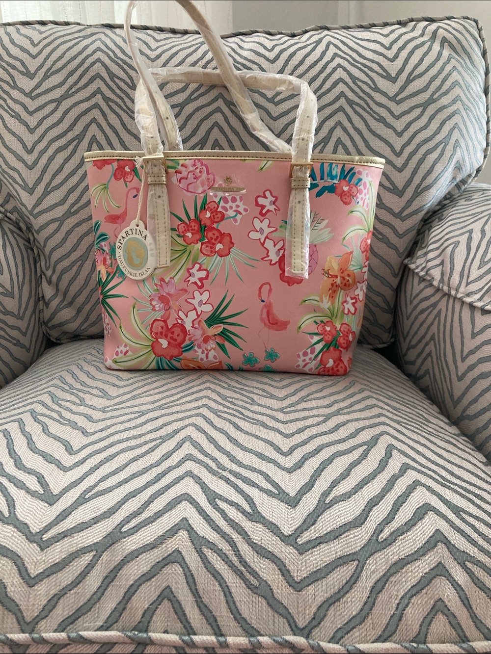 Spartina 449 Retreat Medium Tote Flamingo Floral